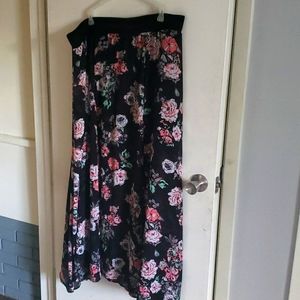 Torrid size 3 black flower sheer skirt with attached shorts underneath